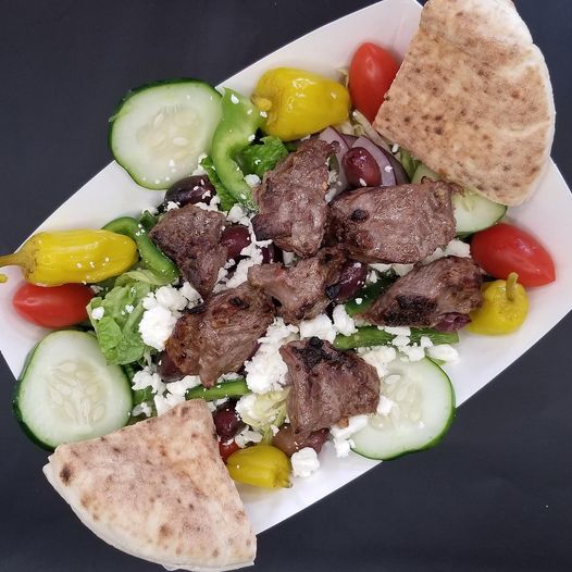 Lettuce discuss this week’s special 😉🥗 Marinated steak tips atop a fresh Greek s