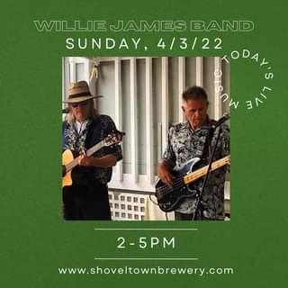 Meet your Sunday crew at our Taproom for STB brews and live tunes 🍻🎶 Willie Jame